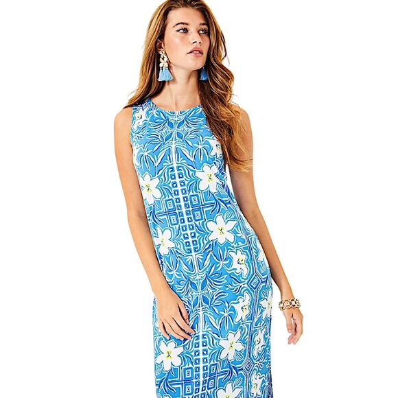 Lilly Pulitzer Noelle Maxi Dress in Lunar Blue/My Flutter Half NWT - Size Small - Picture 4 of 9